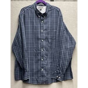 Eddie Bauer Wrinkle Free Relaxed Fit Shirt Blue Plaid Mens 3XL Travel Leisure